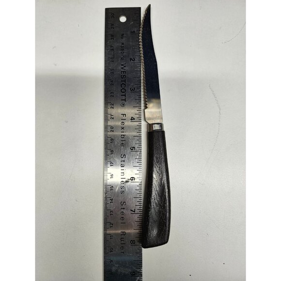 Vintage Quikut 8" Serrated Blade Steak Knife Faux Wood - Picture 5 of 5